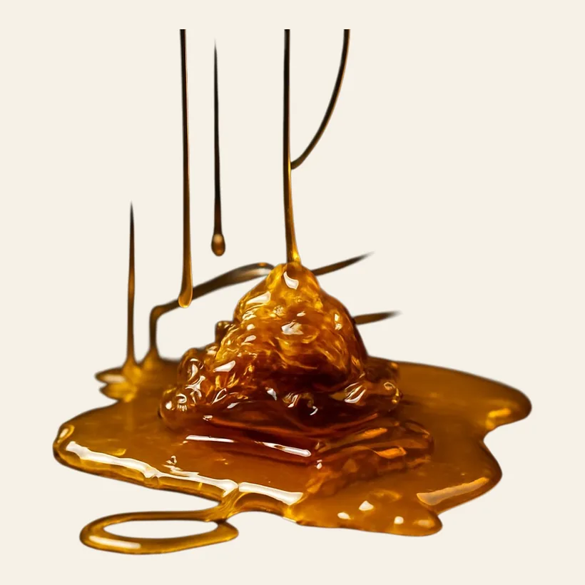 Rosin CBD, extracción solventless, tono ámbar dorado