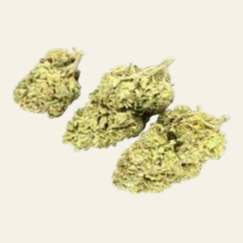 AK-47 CBD, cogollos sueltos de color verde claro, muy escarchados